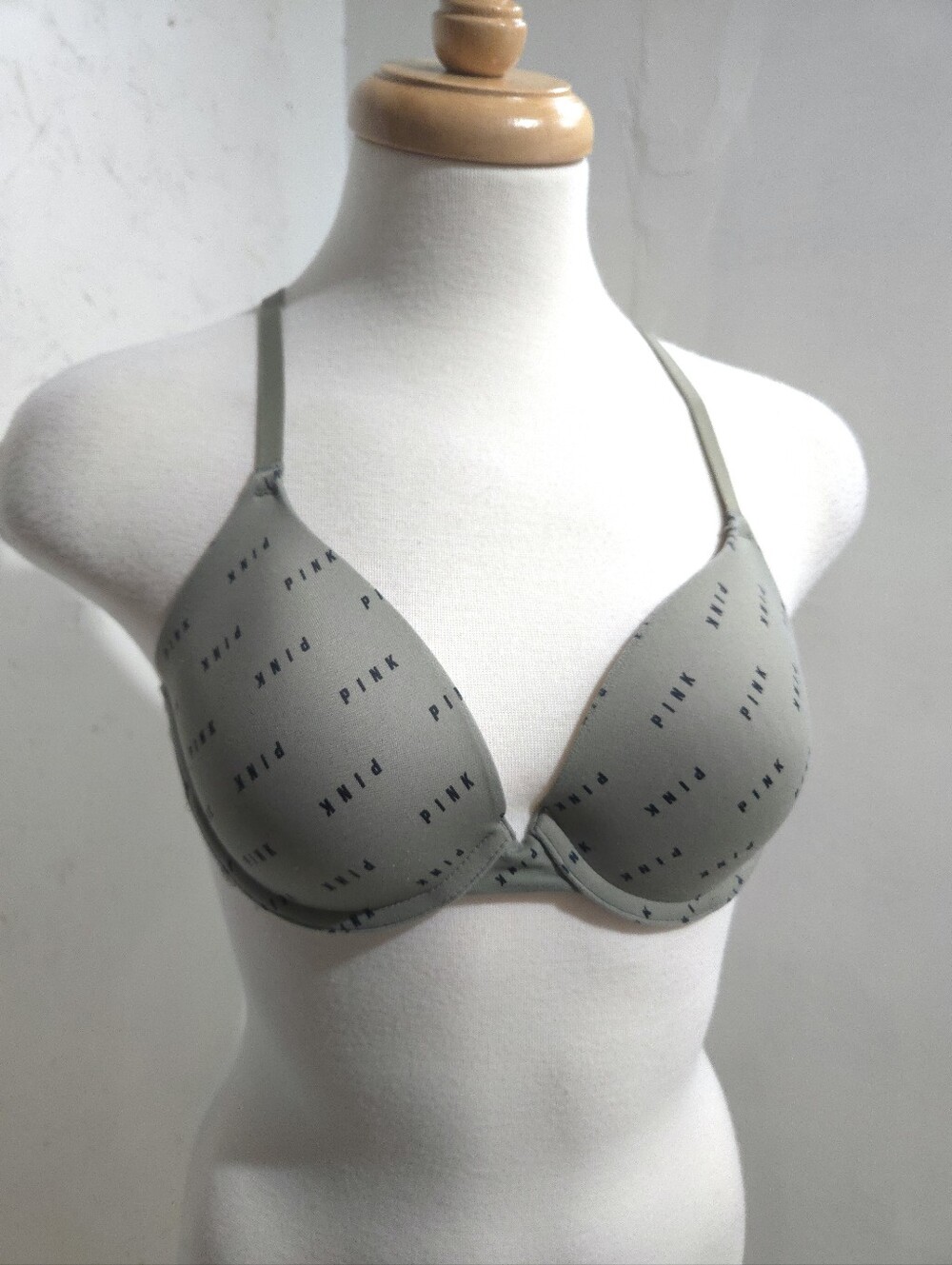 PINK Victoria's Secret Olive Green Logo T-Shirt Bra